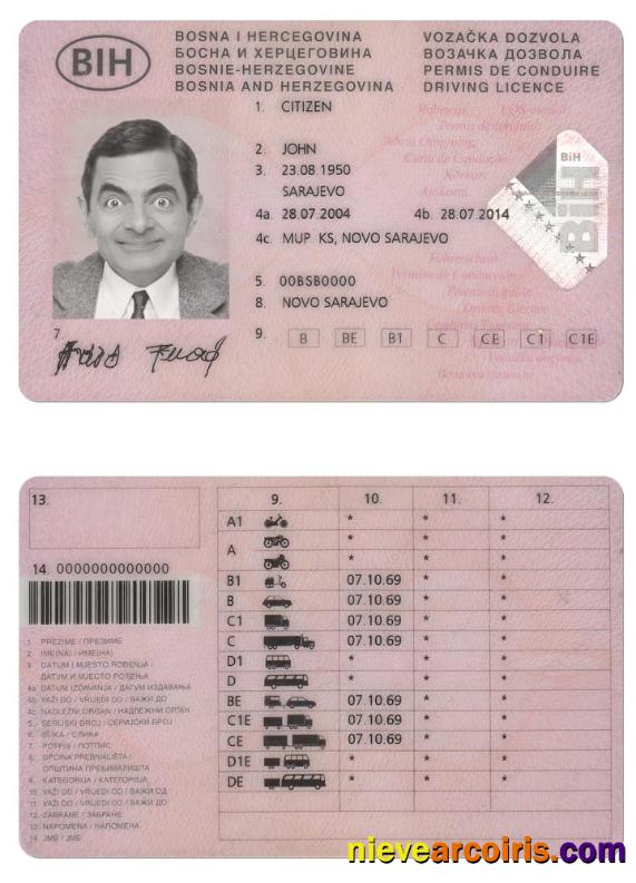 BOSNIA AND HERZEGOVINA driving license